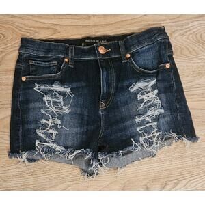 Express Jeans Womens Distressed Jean Bootie Shorts Size 6 Cut-Off Raw Hem Denim